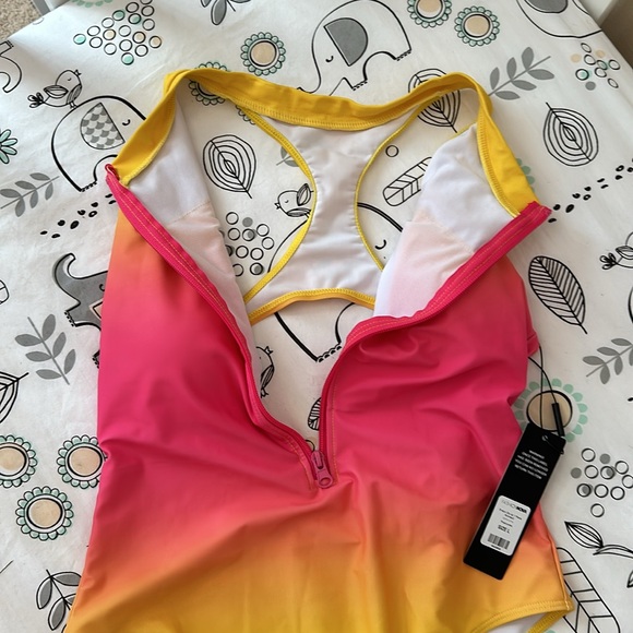 Zip Up Sexy onePiece Swimsuit - Pink/combo - Picture 9 of 12